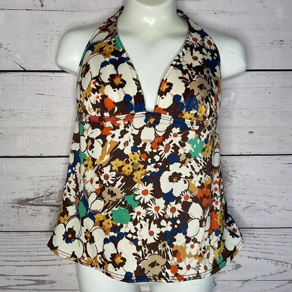 Victorias Secret Womens Size M Tankini Swimsuit Top Halter Molded Cups Floral - Picture 3 of 10